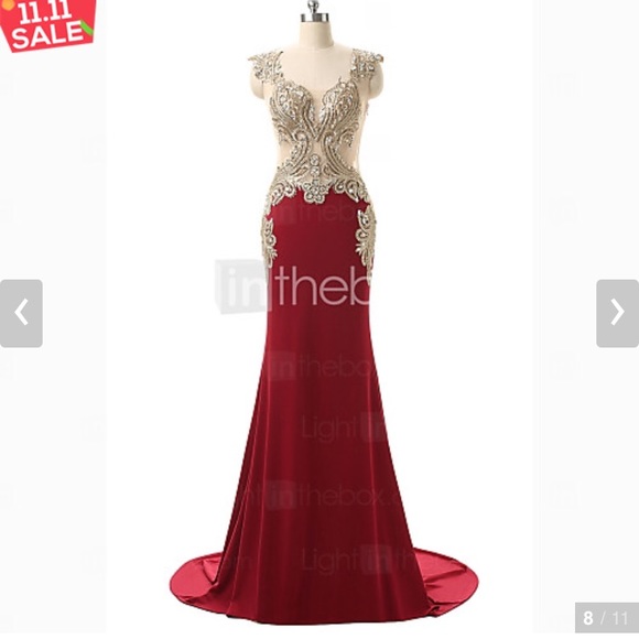 red and cream gown